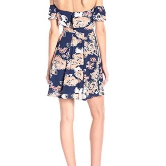 Lovers + Friends Woman's Sz XS Blue Vineyard Floral Off the Shoulder Dress - Picture 3 of 12